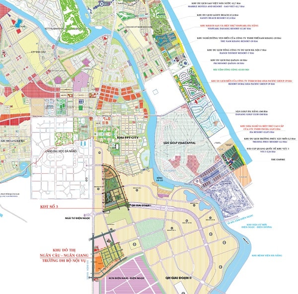 Sơ đồ quy hoạch dự án Đô thị Đại học Đà Nẵng và các dự án lân cận