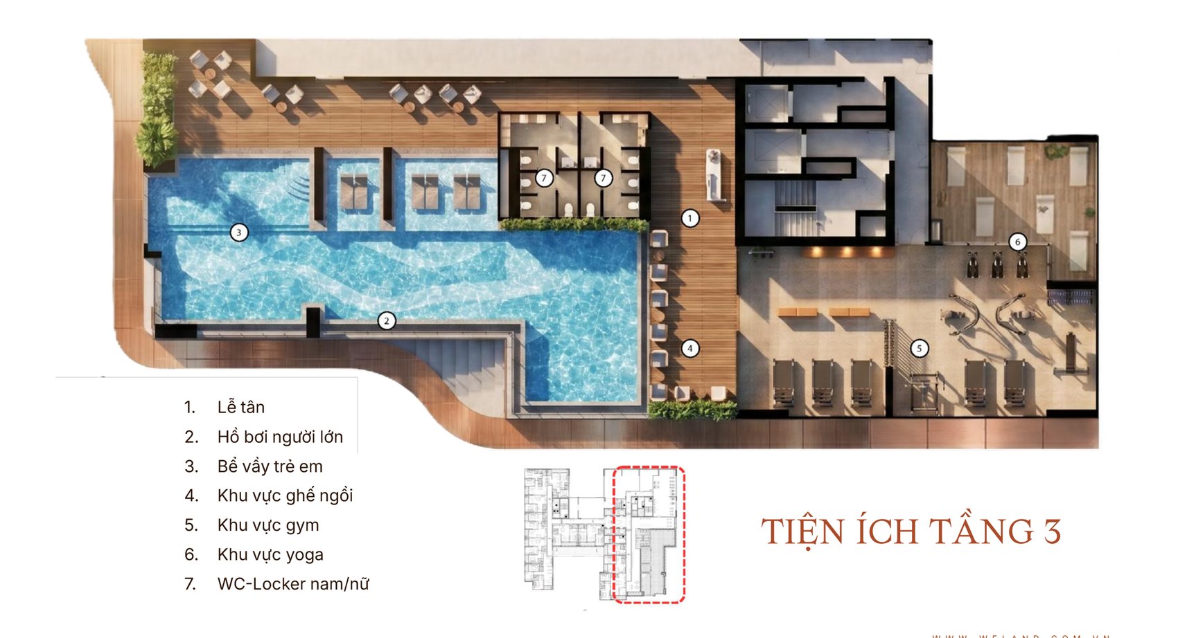 Mặt bằng tiện ích tầng 3 The Camellia Sơn Trà